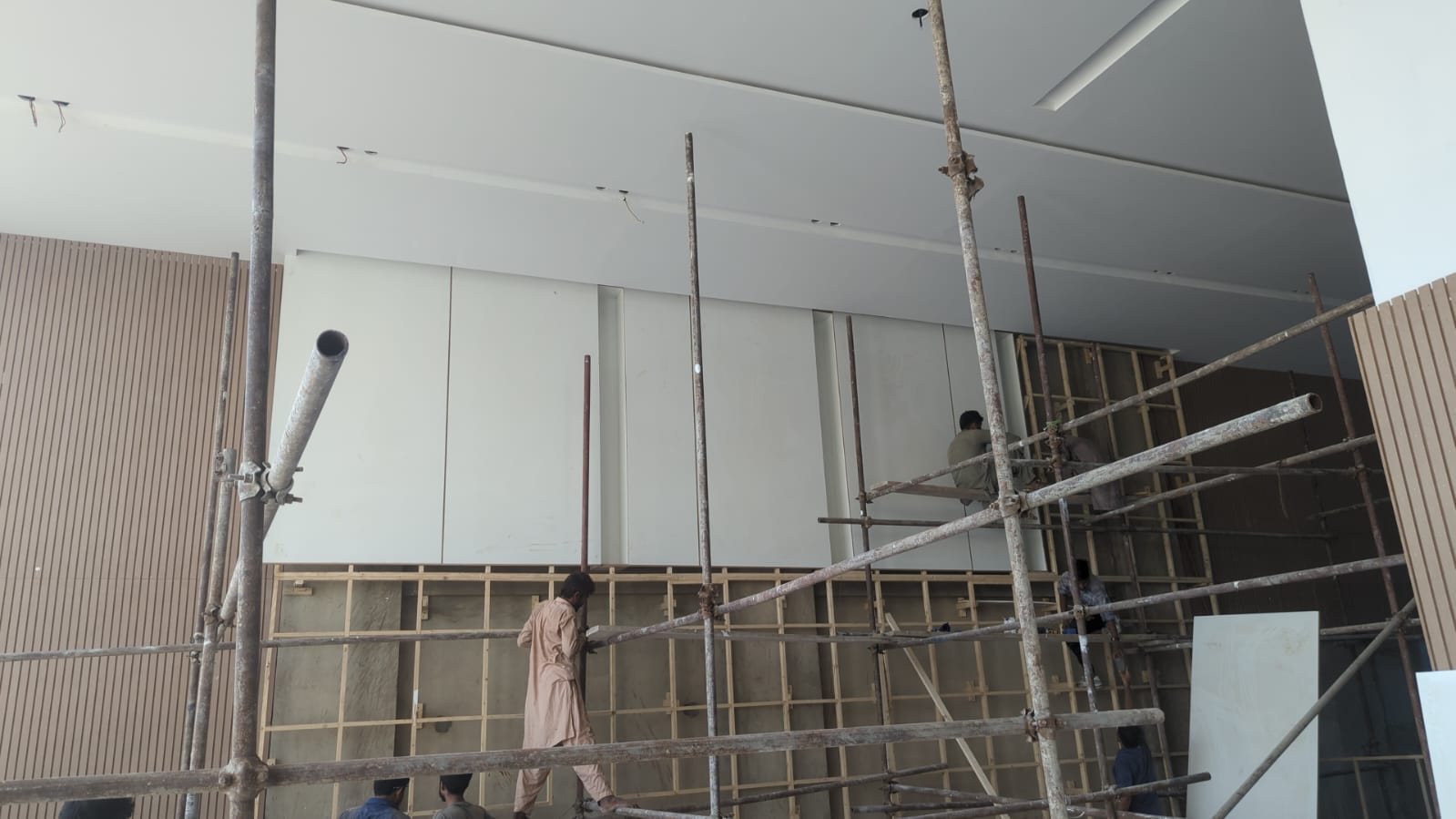 Wood works on wall in a project